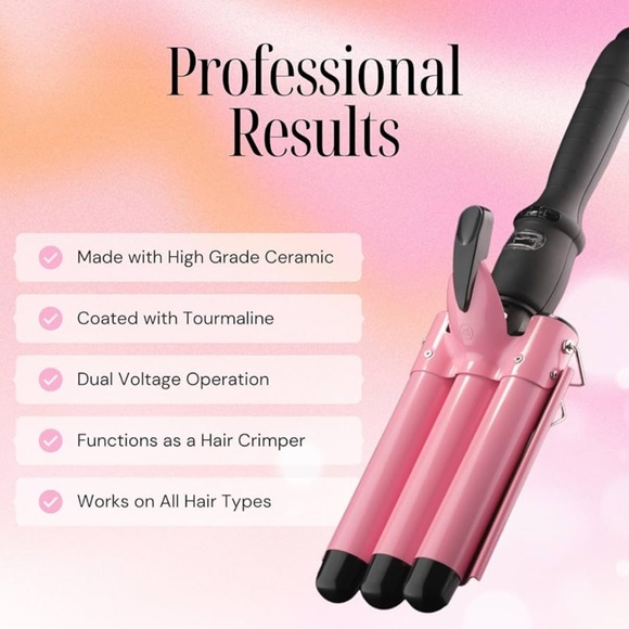 Three Barrel Curling Iron Wand Hair Waver - Picture 7 of 9